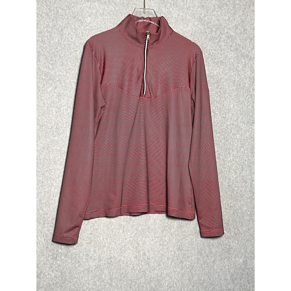 Cutter & Buck Women S Golf Pullover Pink Stripe 1/4 Zip DryTec UPF 50+